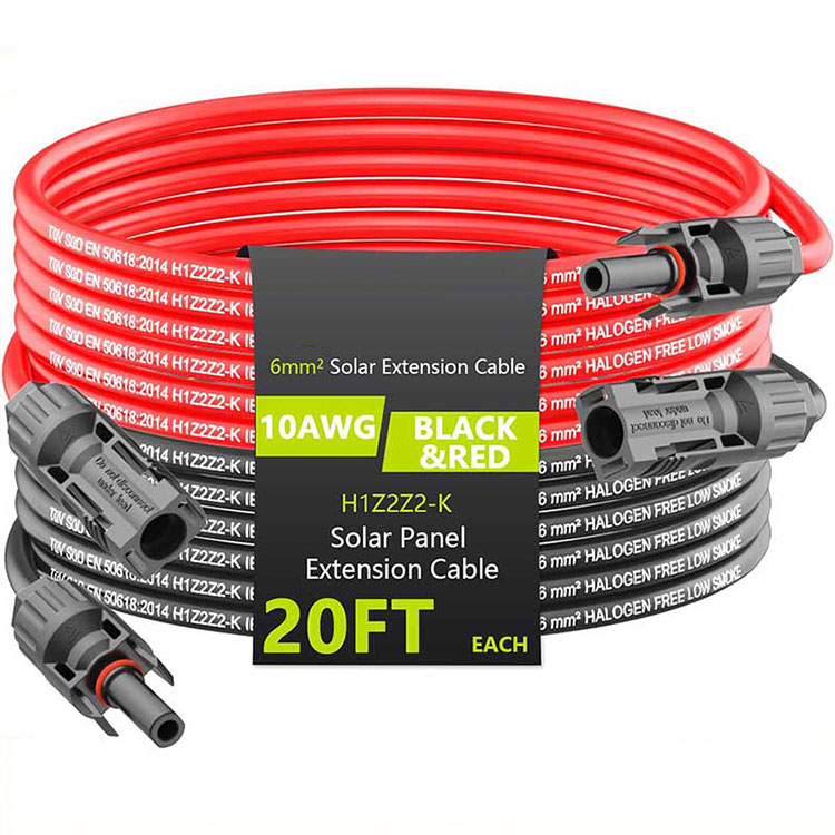 سولر ايڪسٽينشن ڪيبل 20FT 10AWG (6mm2) سولر پينل ايڪسٽينشن وائر